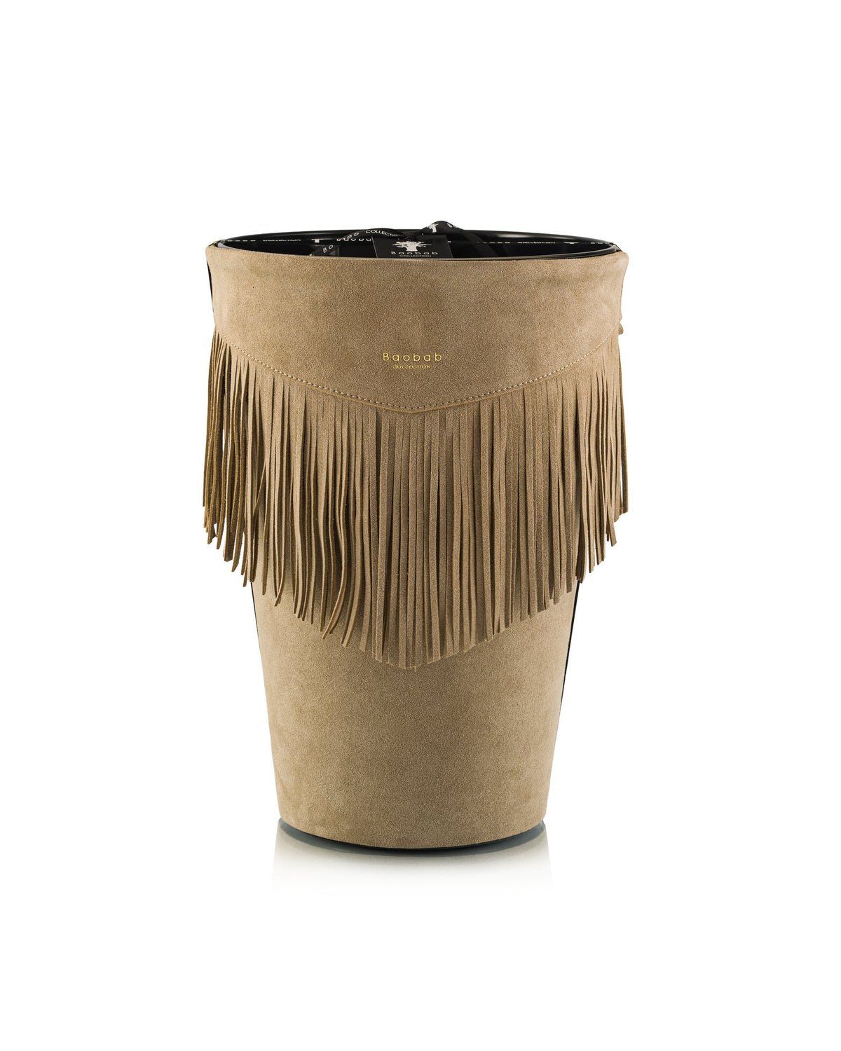 Bougie Baobab The Plains, collection Calamity Jane, taille Monument Max 35 (35 cm) : cuir frangé taupe