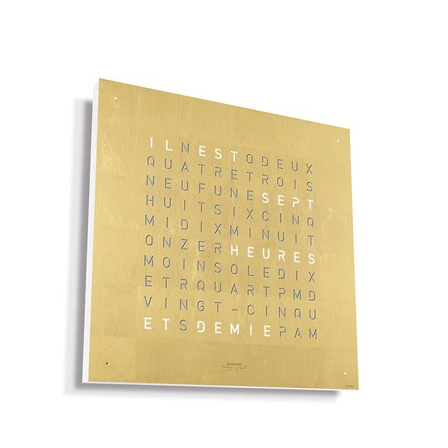 Horloge Earth 45 boitier blanc - Façade Creator's Edition Gold, Qlocktwo