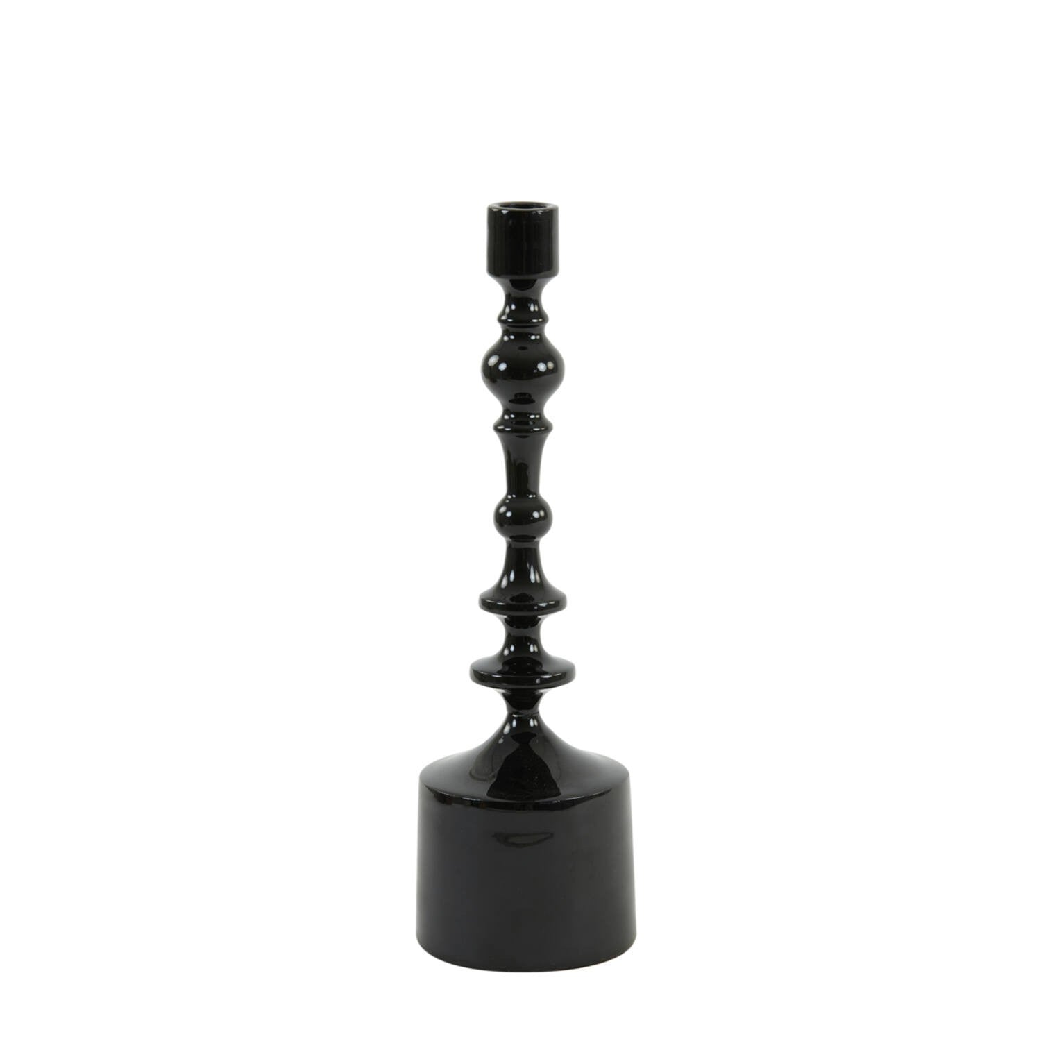 Bougeoir SHEVA H34cm - noir brillant, Light & Living