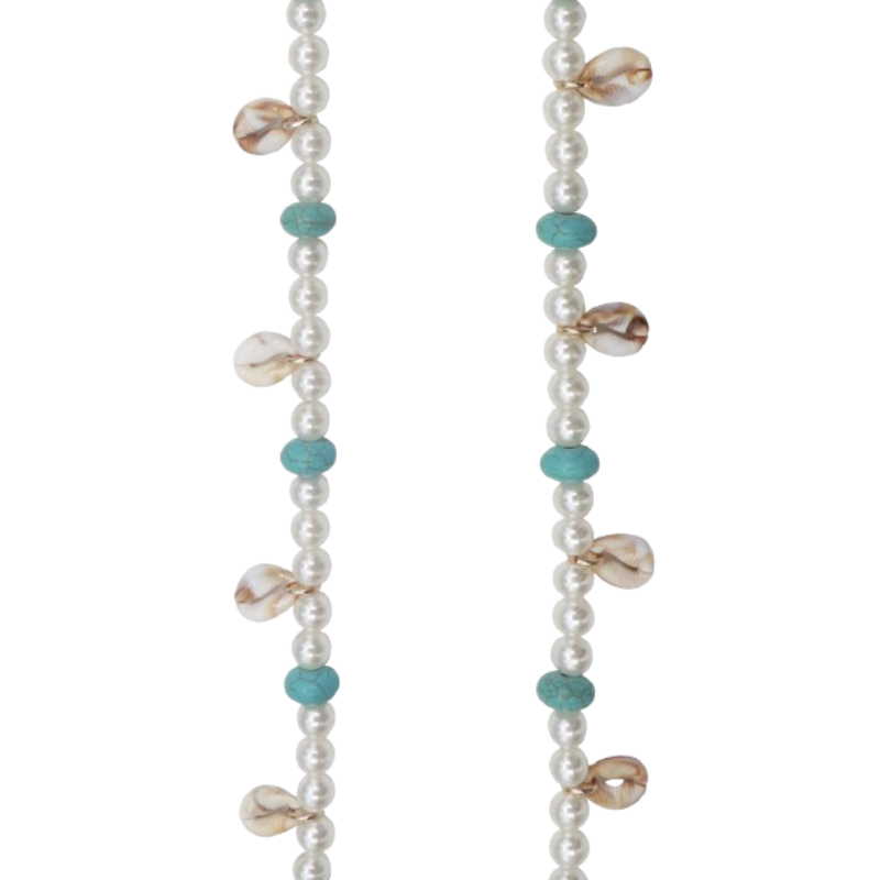 Chaine Aiden turquoise coquillages, La Coque Francaise, visuel 2