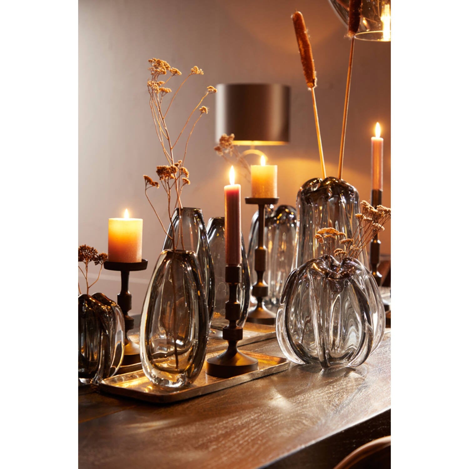 Vase MURELA XL diamètre 21cm H38cm - gris, Light & Living, visuel 2