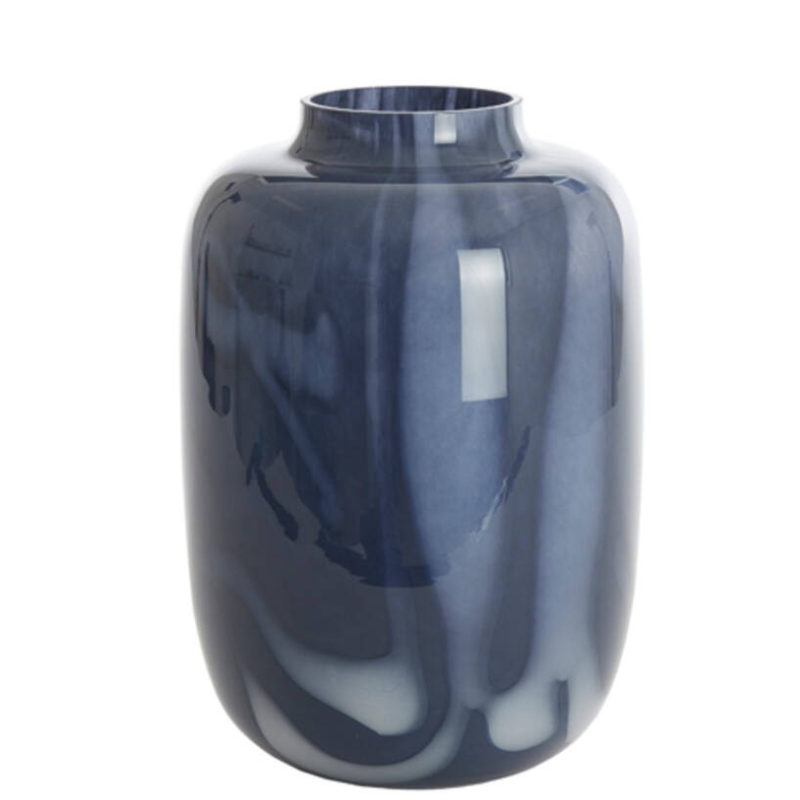Vase KOBALA diam24cm H34cm bleu-crème, Light & Living
