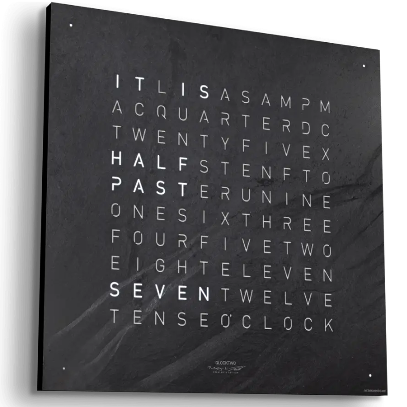 Horloge Earth 45 boitier blanc - façade Creator's Edition Metamorphite, Qlocktwo, visuel 2