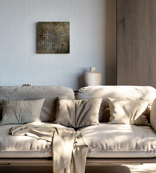 Horloge Earth 45 boitier blanc - façade Creator's Edition Glintscape, Qlocktwo, visuel 8