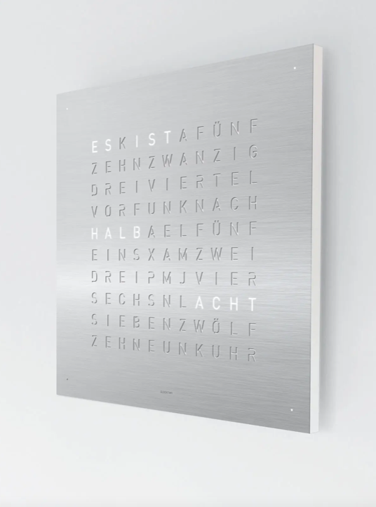 Horloge Earth 45 boitier blanc - Façade Stainless Steel, Qlocktwo, visuel 3