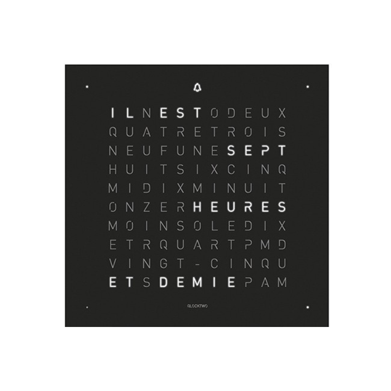 Façade Deep Black pour horloge de table Earth 13,5, Qlocktwo