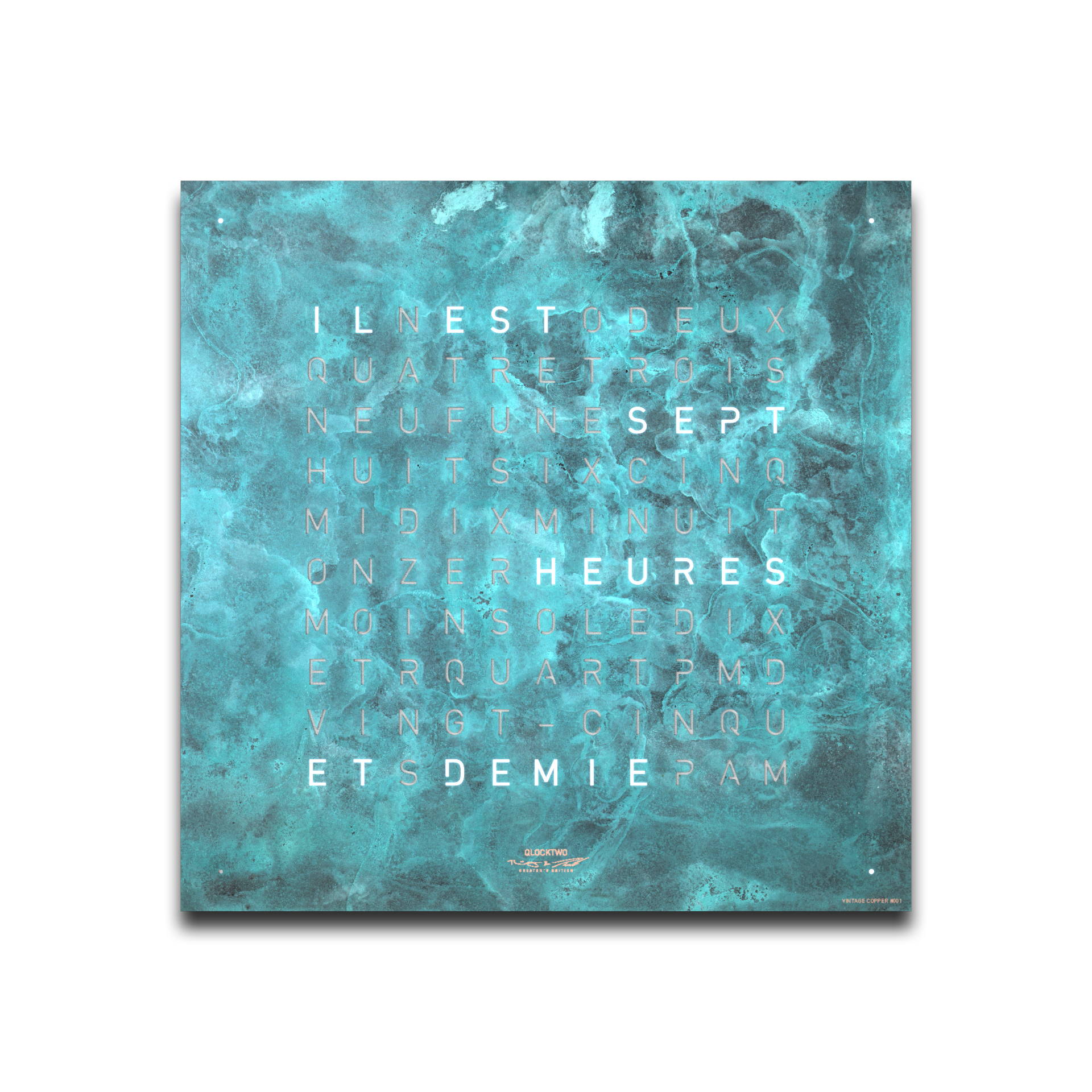 Horloge Earth 45 boitier noir - façade Creator's Edition Vintage copper, Qlocktwo, visuel 2