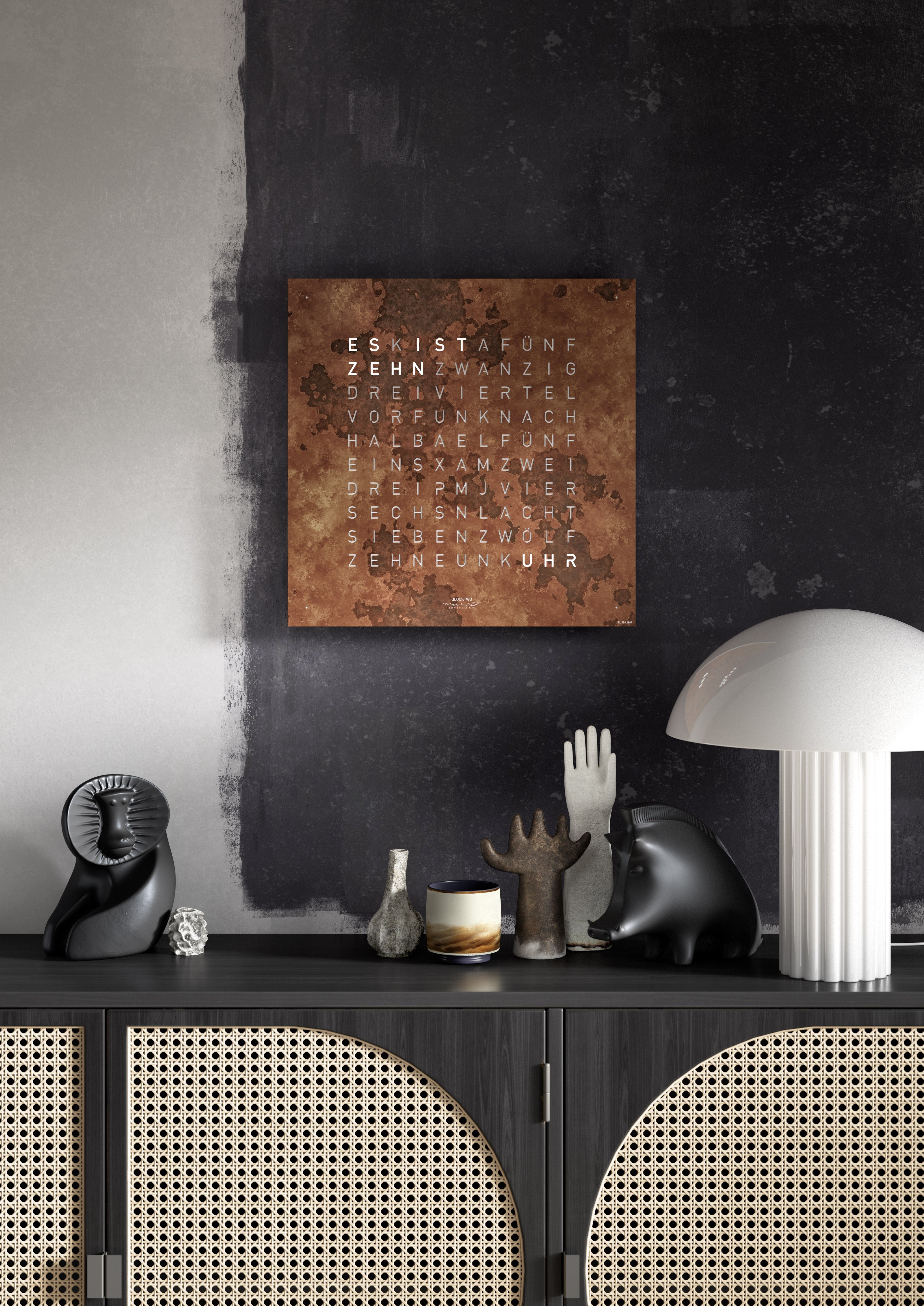Horloge Earth 45 - Façade Creator's Edition Rust, Qlocktwo, visuel 10