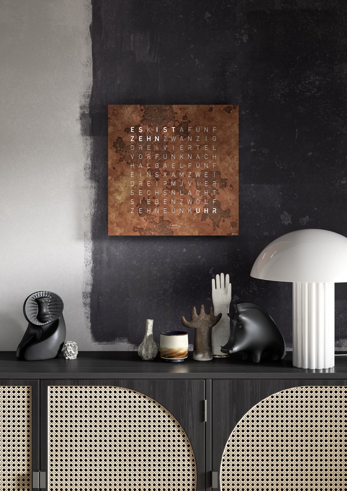 Horloge Earth 45 boitier noir - façade Creator's Edition Rust, Qlocktwo, visuel 6