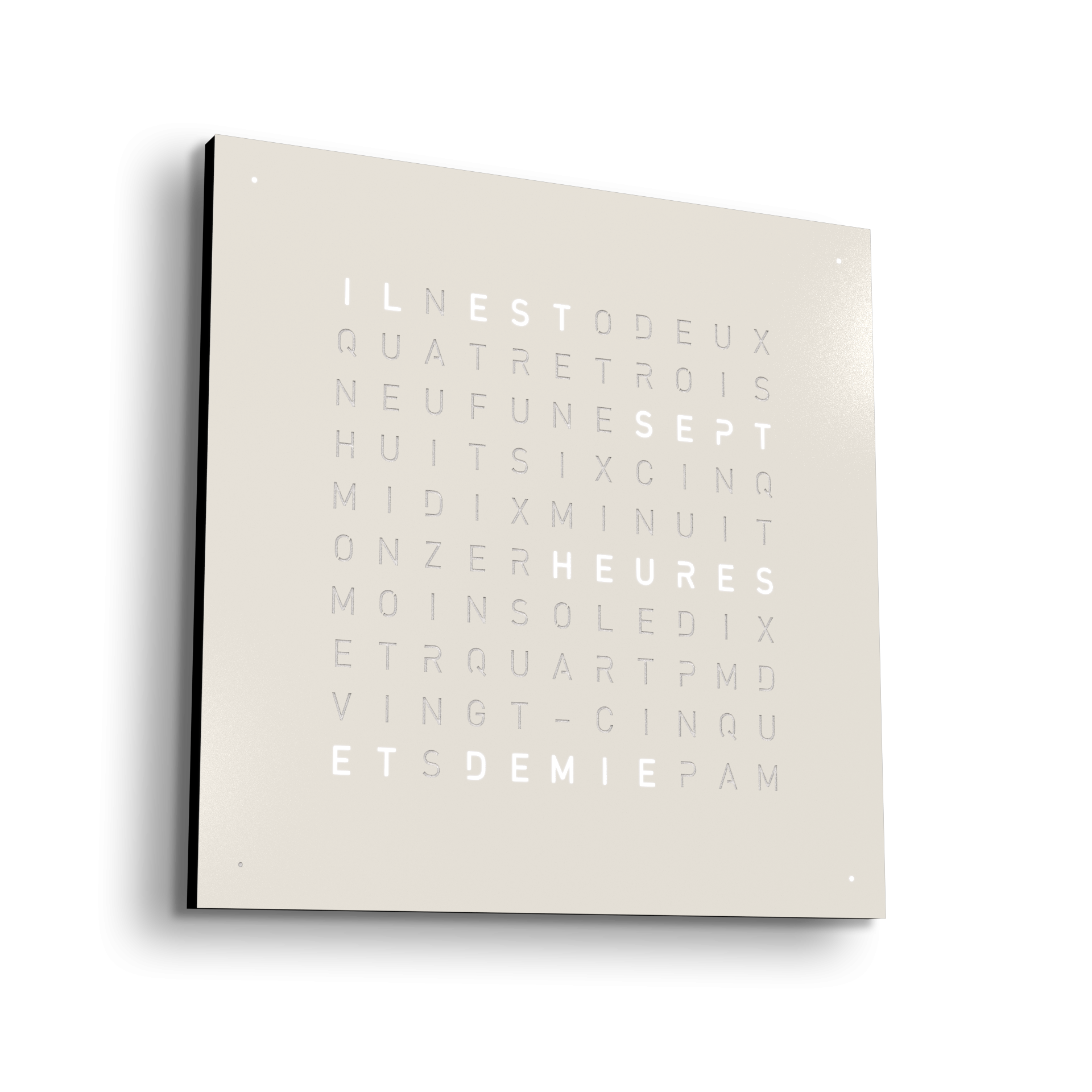 Horloge Earth 45 boitier noir - façade acier laqué, Qlocktwo, visuel 5
