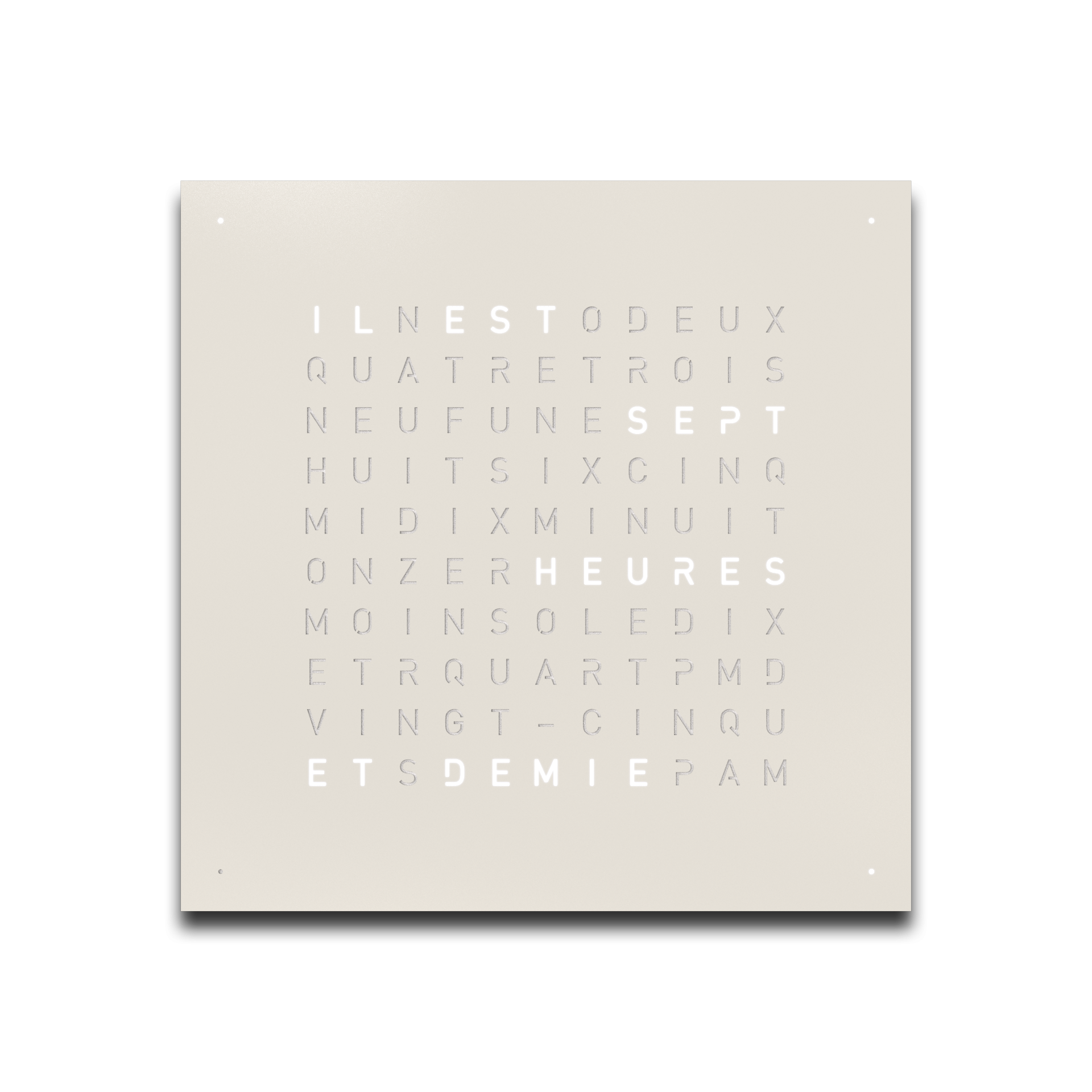 Horloge Earth 45 boitier blanc - Façade acier laqué, Qlocktwo, visuel 8