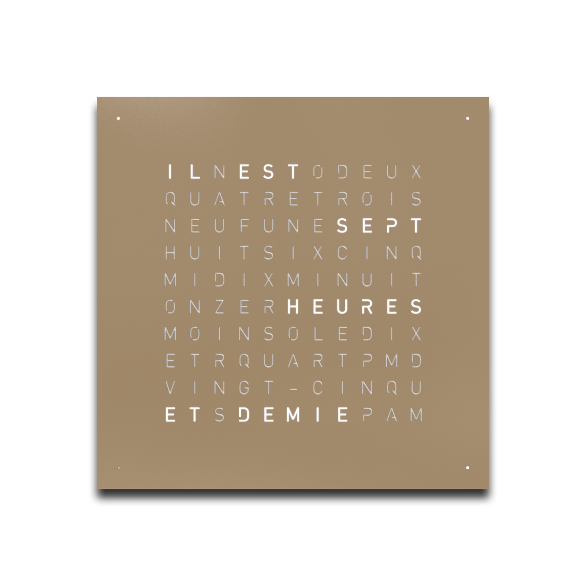 Horloge Earth 45 boitier blanc - Façade acier laqué, Qlocktwo, visuel 6