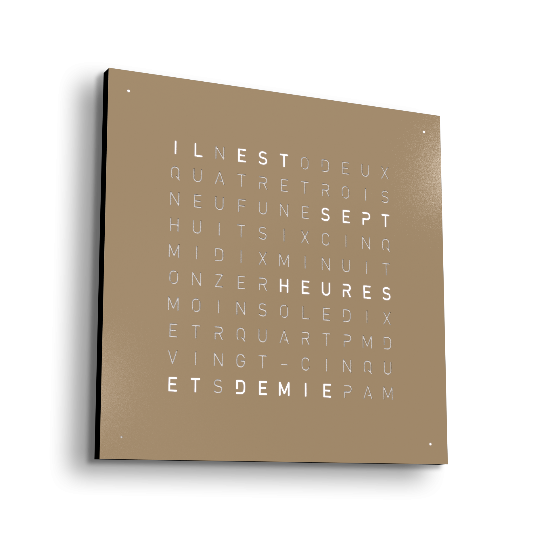 Horloge Earth 45 boitier noir - façade acier laqué, Qlocktwo, visuel 8