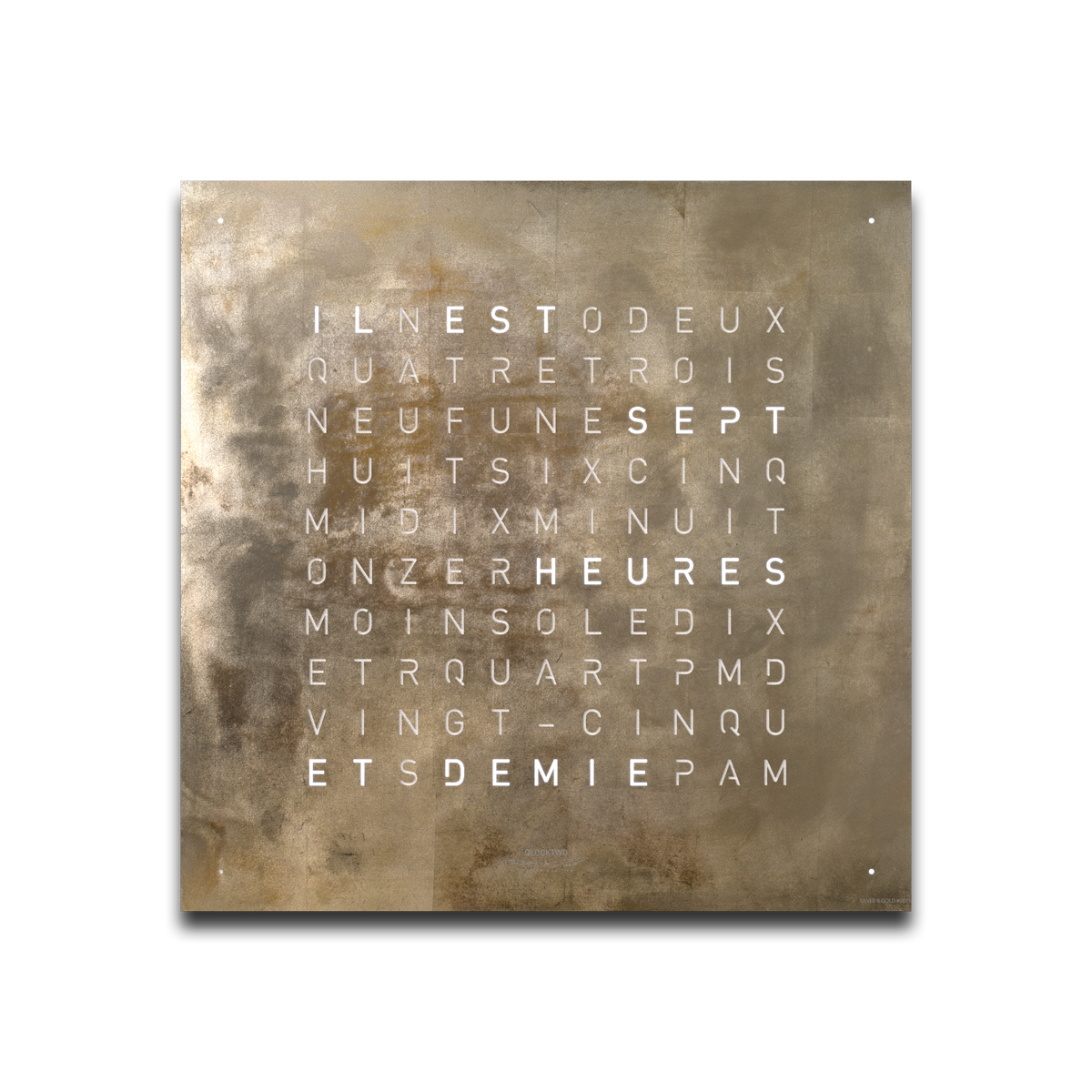 Horloge Earth 45 boitier noir - façade Creator's Edition Silver&Gold, Qlocktwo, visuel 2