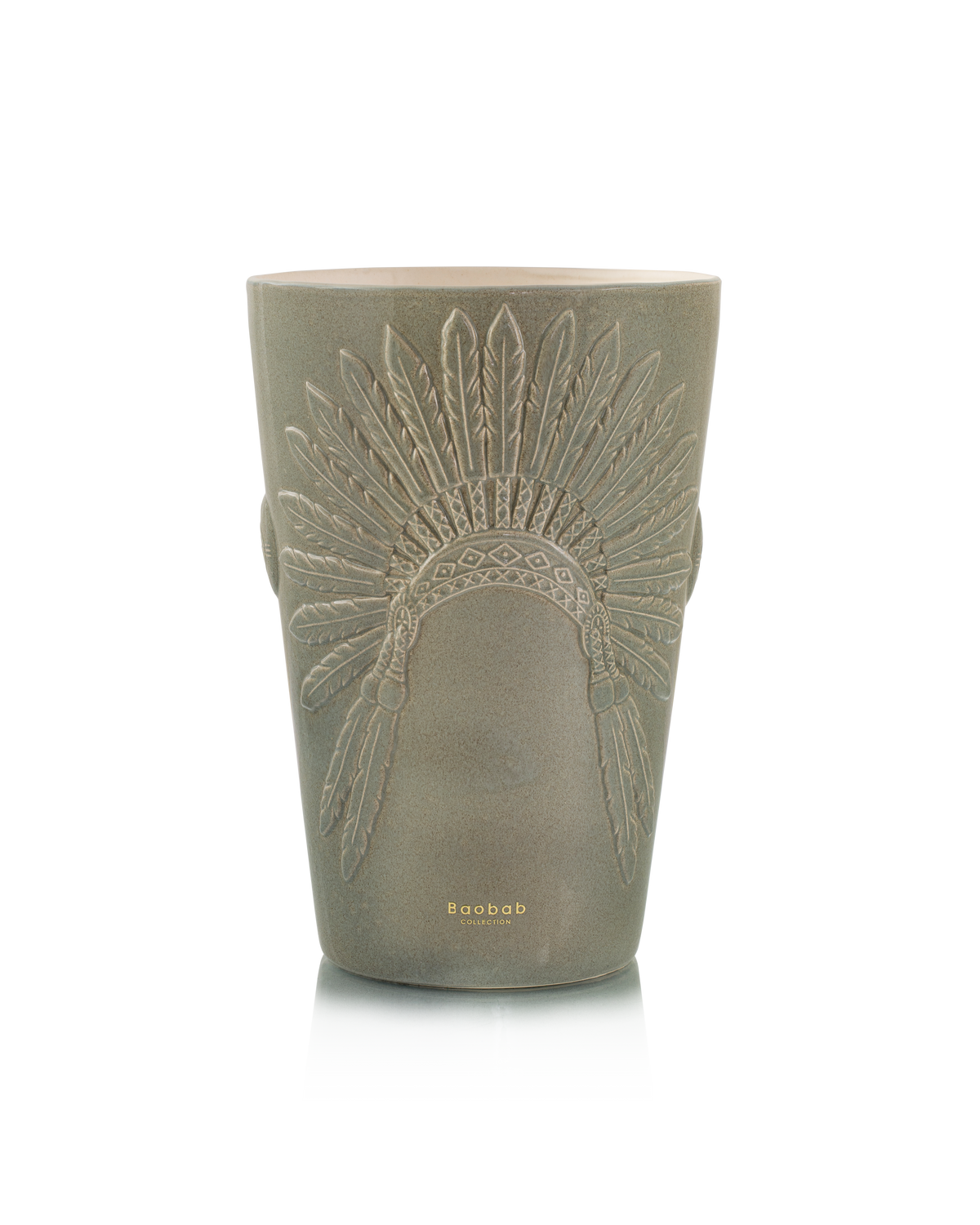 Bougie Baobab Crazy Horse, collection Eagle's Pride, taille Monument Max 35 (35 cm) : céramique sculptée gris minéral