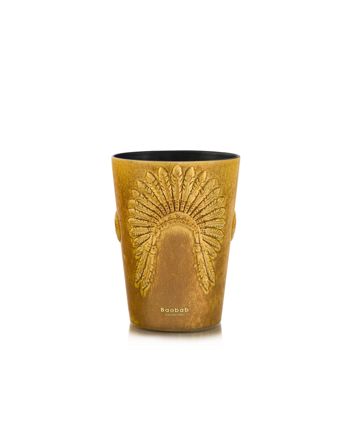 Bougie Baobab Geronimo, collection Eagle's Pride, taille Grande Max 24 (24 cm) : céramique sculptée ocre brun