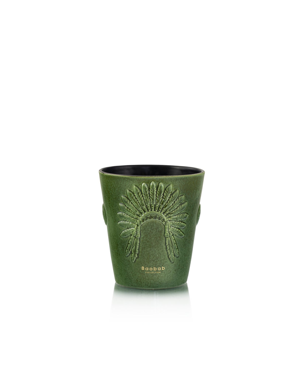 Bougie Baobab Sitting Bull, collection Eagle's Pride, taille Signature Max 16 (16 cm) : céramique sculptée vert olive