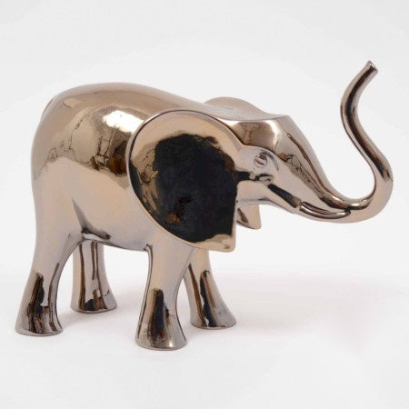 Statue Évasion, éléphant à la finition bronze miroir