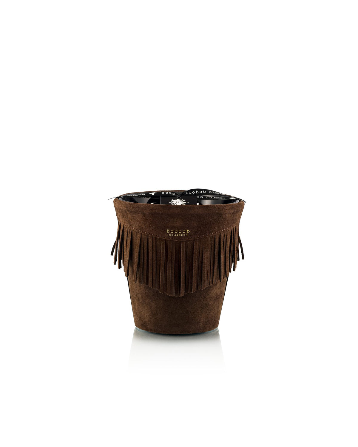 Bougie Baobab Deadwood, collection Calamity Jane, taille Signature Max 16 (16 cm) : cuir frangé brun tabac