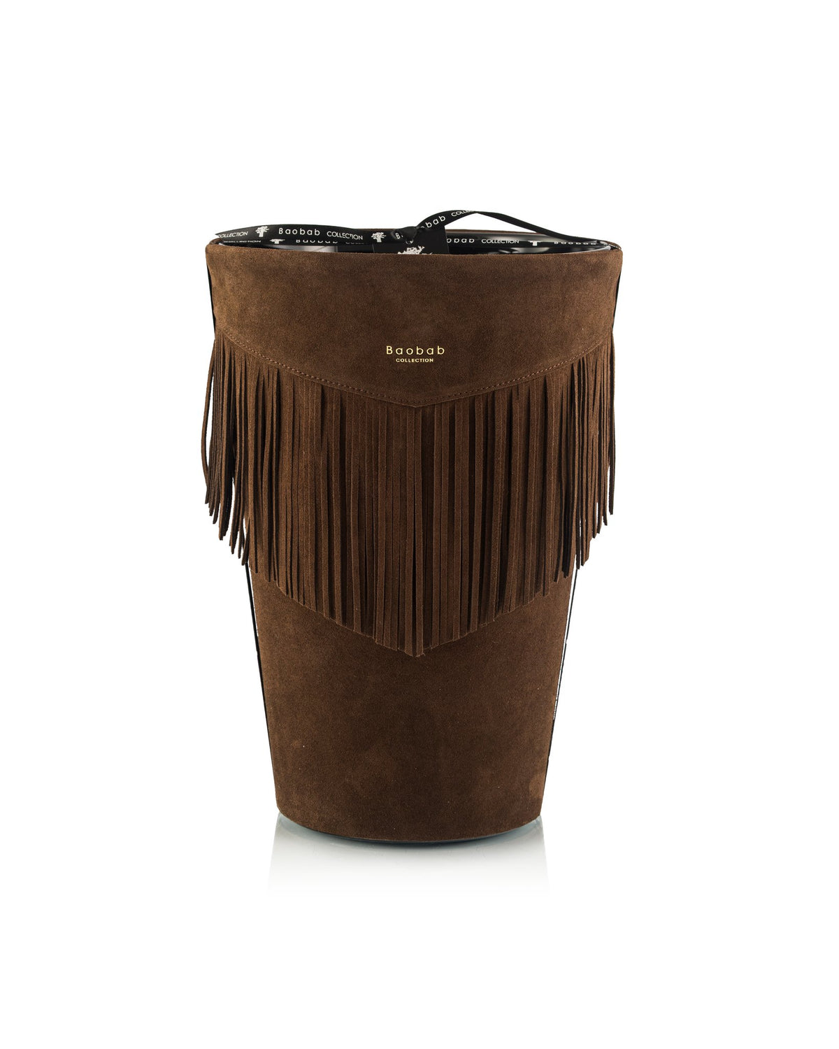 Bougie Baobab Deadwood, collection Calamity Jane, taille Monument Max 35 (35 cm) : cuir frangé brun tabac