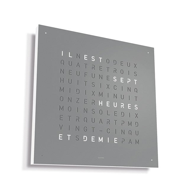 Horloge Earth 45 boitier blanc - Façade acier laqué, Qlocktwo, visuel 3