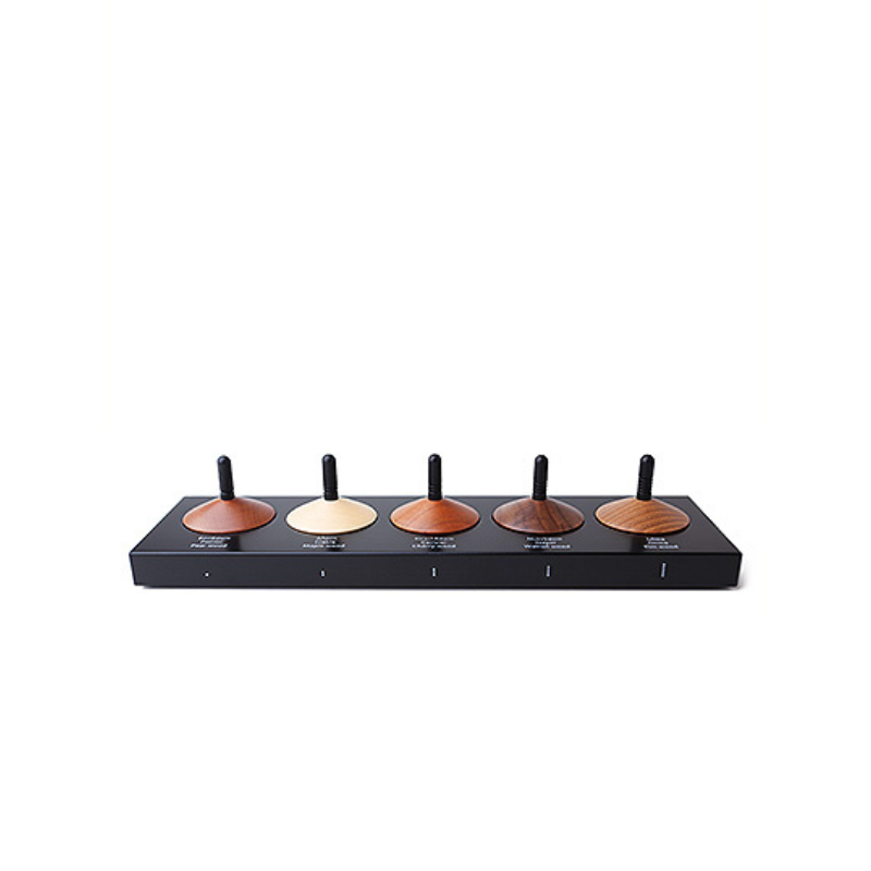 Set de 5 spins bois avec support, Naef, visuel 2