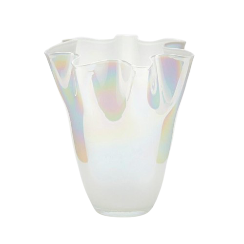 Vase Drapé blanc nacré H25cm, EDG