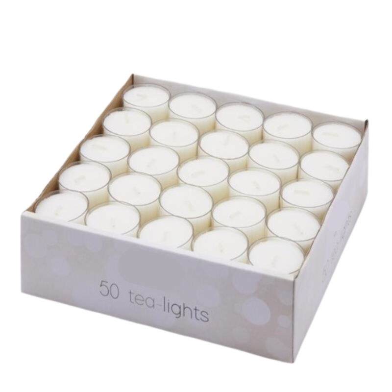 Boite de 50 bougies chauffe-plat D3,8cm - blanc, EDG