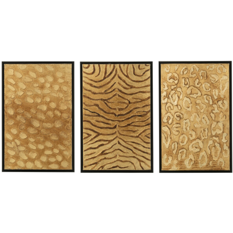 Set de 3 tableaux Gold Jungle, Jolipa