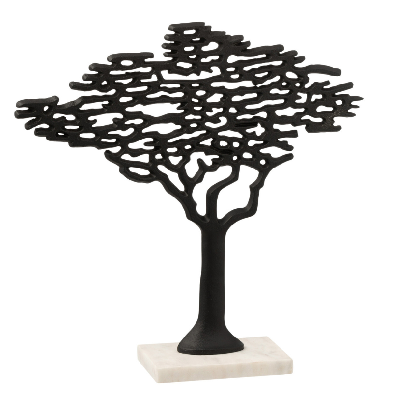 Sculpture Tree 54x10x56cm - aluminium noir et marbre, Jolipa