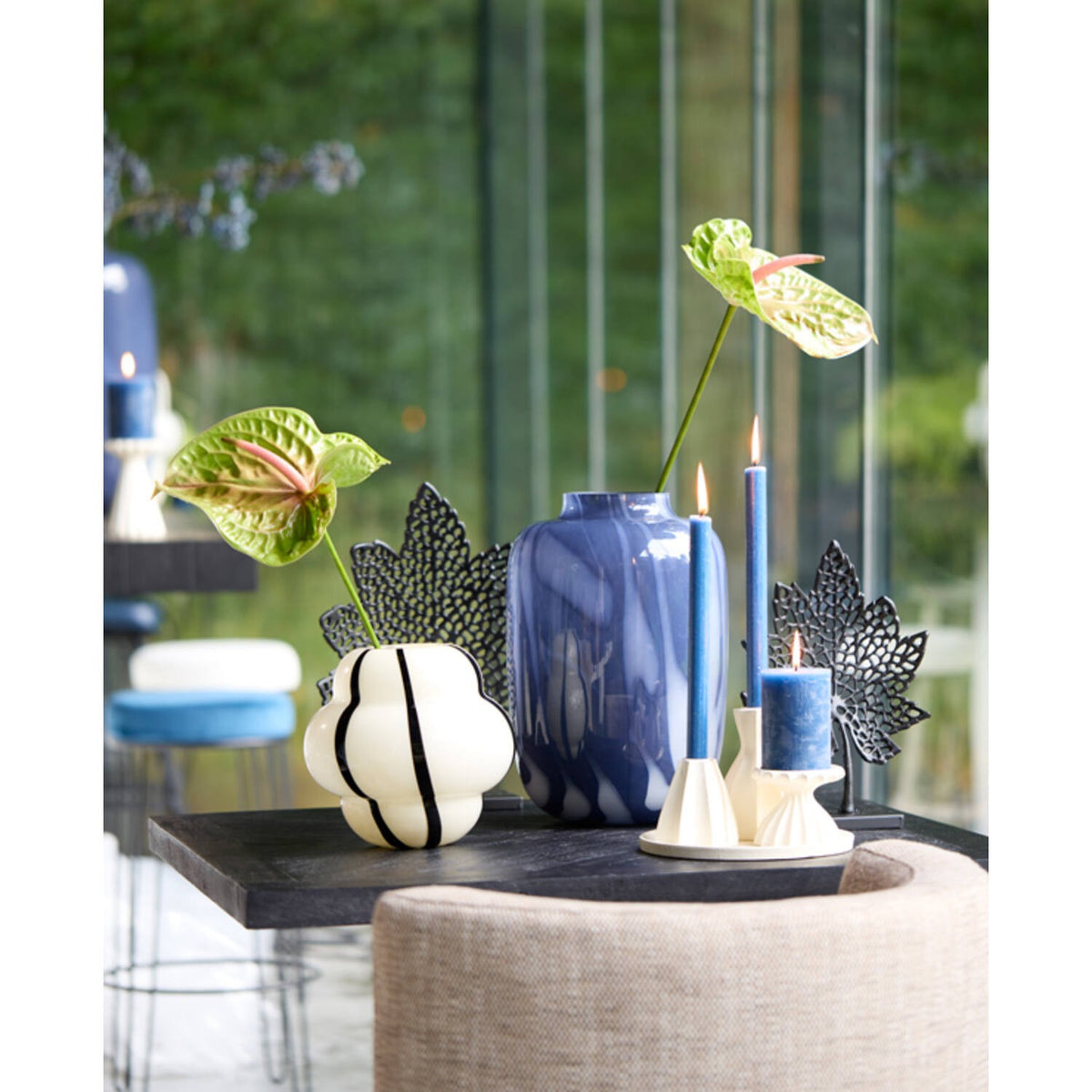 Vase KOBALA diam24cm H34cm bleu-crème, Light & Living, visuel 4