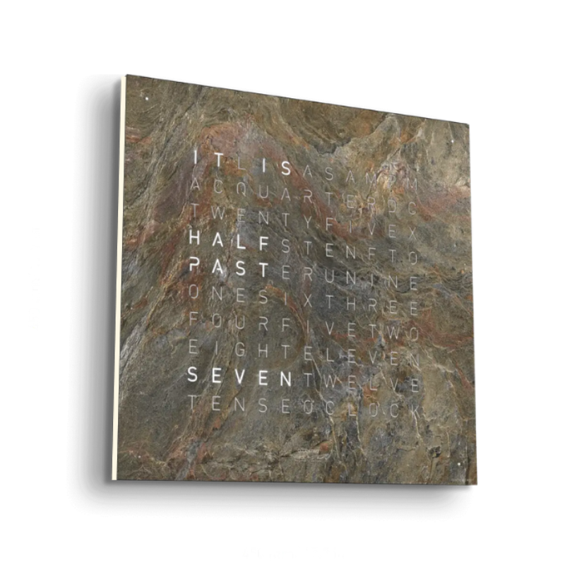 Horloge Earth 45 boitier blanc - façade Creator's Edition Glintscape, Qlocktwo