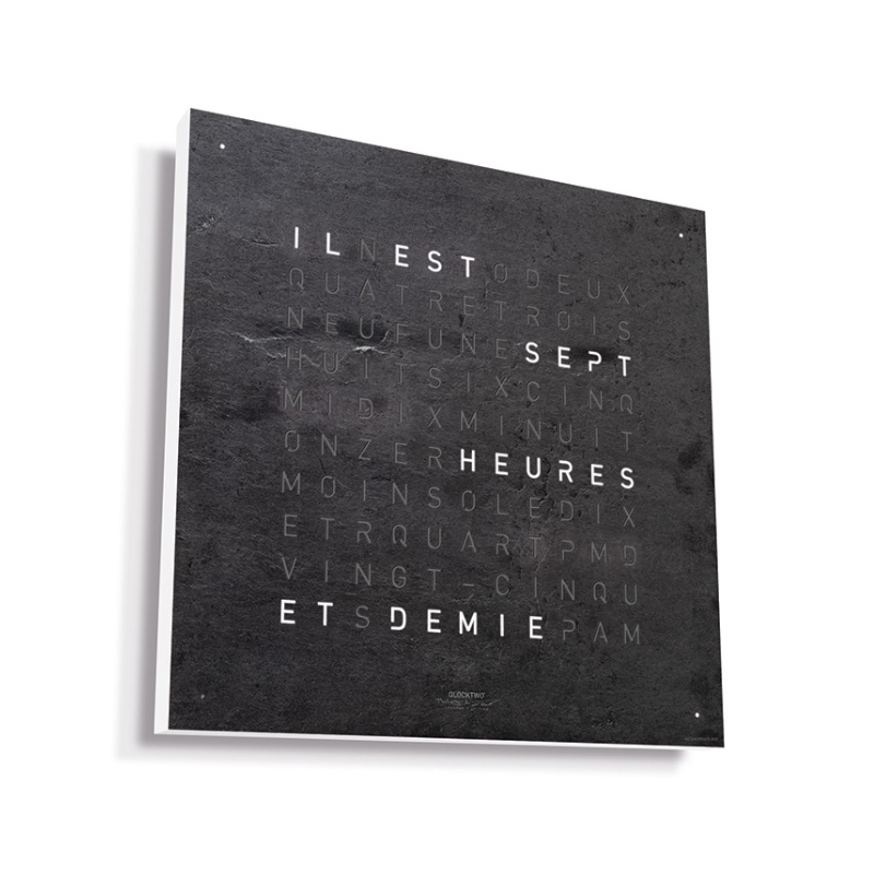 Horloge Earth 45 boitier blanc - façade Creator's Edition Metamorphite, Qlocktwo