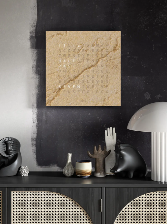 Horloge Earth 45 boitier blanc - façade Creator's Edition Desert, Qlocktwo, visuel 6