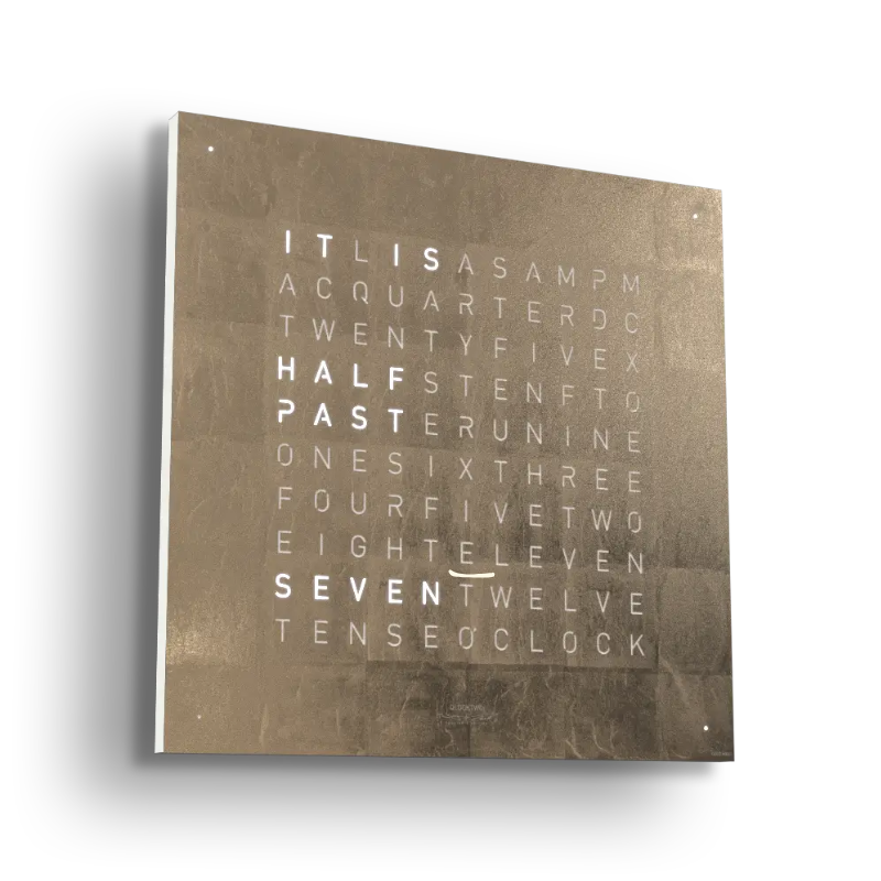 Horloge Earth 45 boitier blanc - façade Creator's Edition Moongold, Qlocktwo