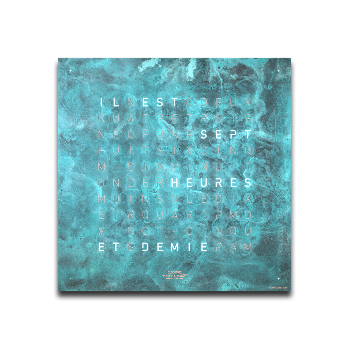Horloge Earth 45 boitier noir - façade Creator's Edition Vintage copper, Qlocktwo, visuel 2