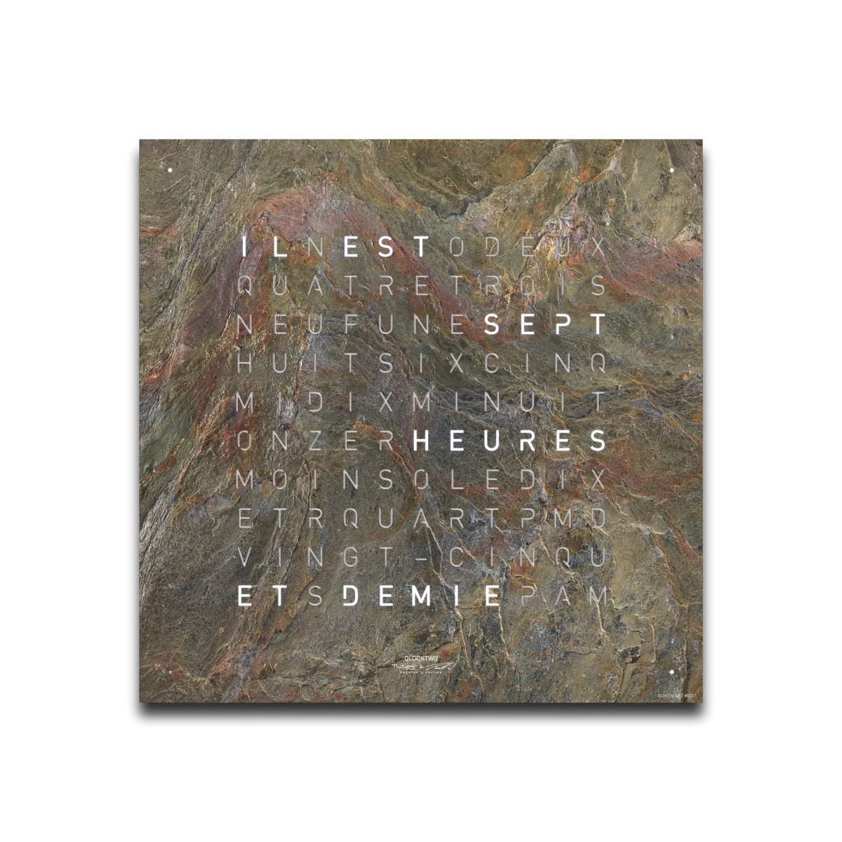 Horloge Earth 45 boitier noir - façade Creator's Edition Glintscape, Qlocktwo, visuel 2