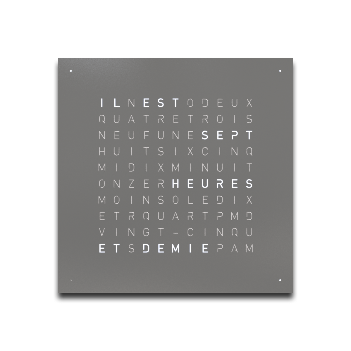 Horloge Earth 45 boitier noir - façade acier laqué, Qlocktwo, visuel 4