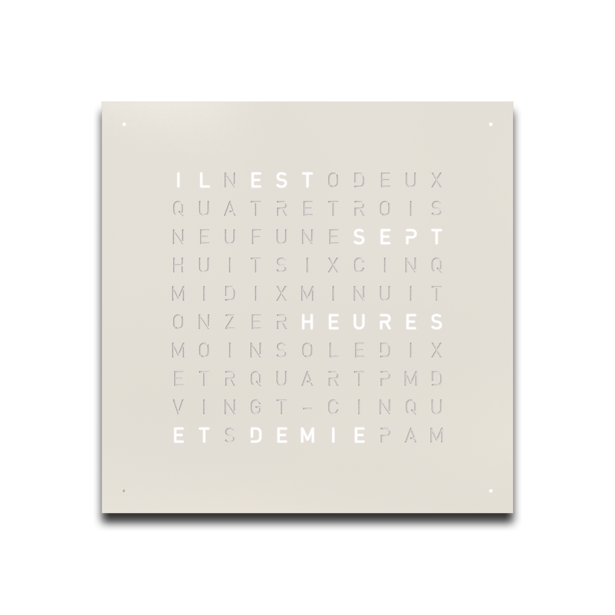 Horloge Earth 45 boitier blanc - Façade acier laqué, Qlocktwo, visuel 8