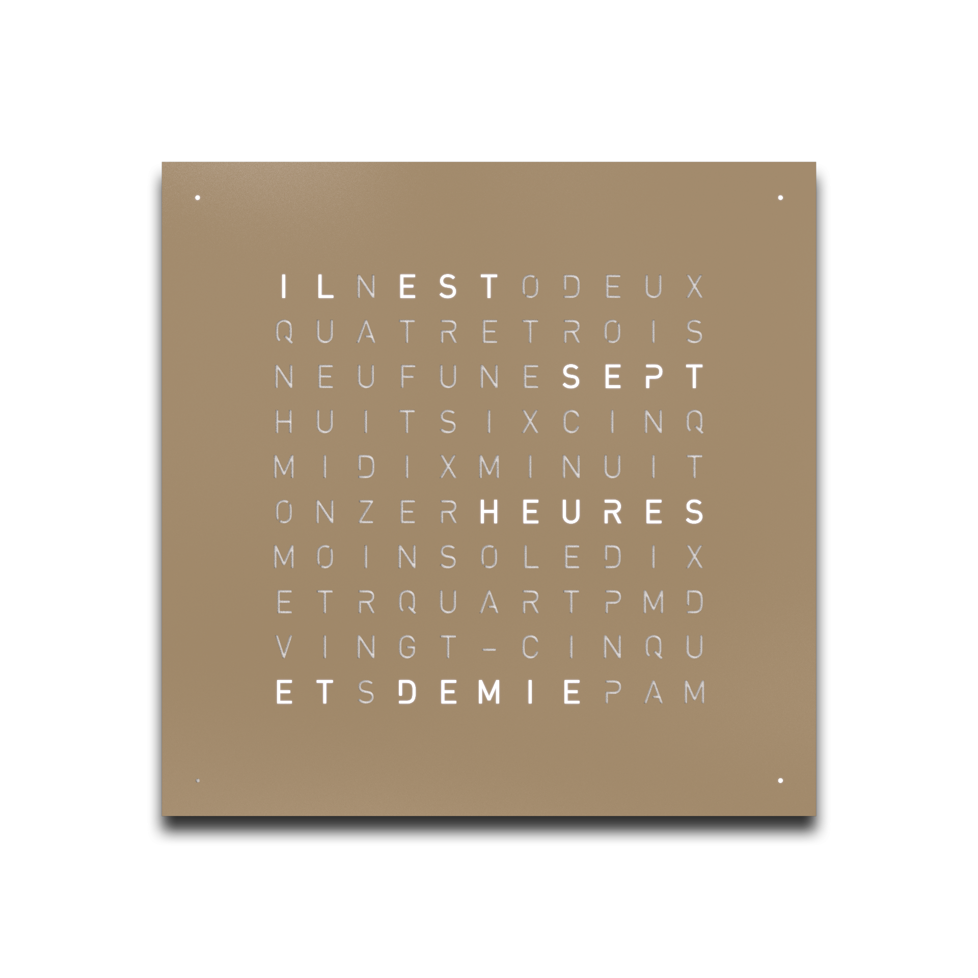 Horloge Earth 45 boitier blanc - Façade acier laqué, Qlocktwo, visuel 6