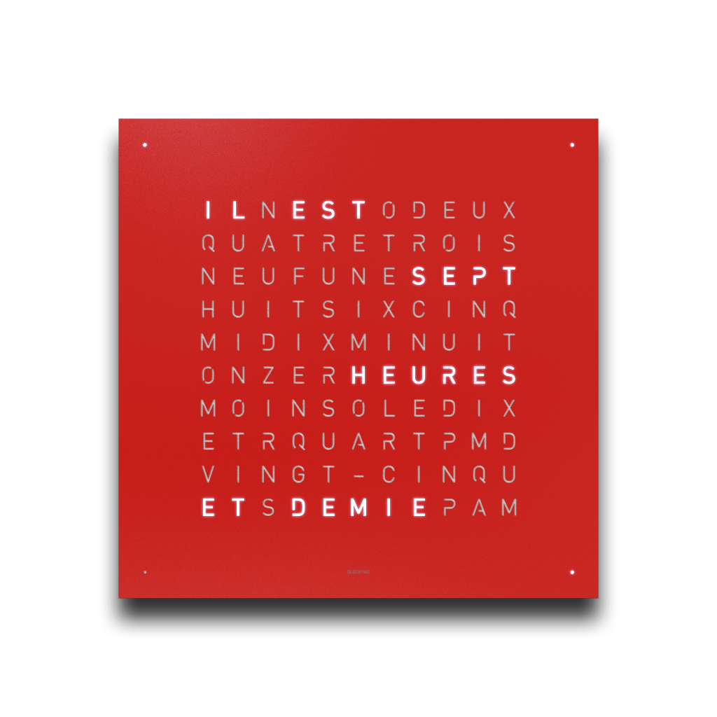 Horloge Earth 45 boitier blanc - Façade acier laqué, Qlocktwo, visuel 10