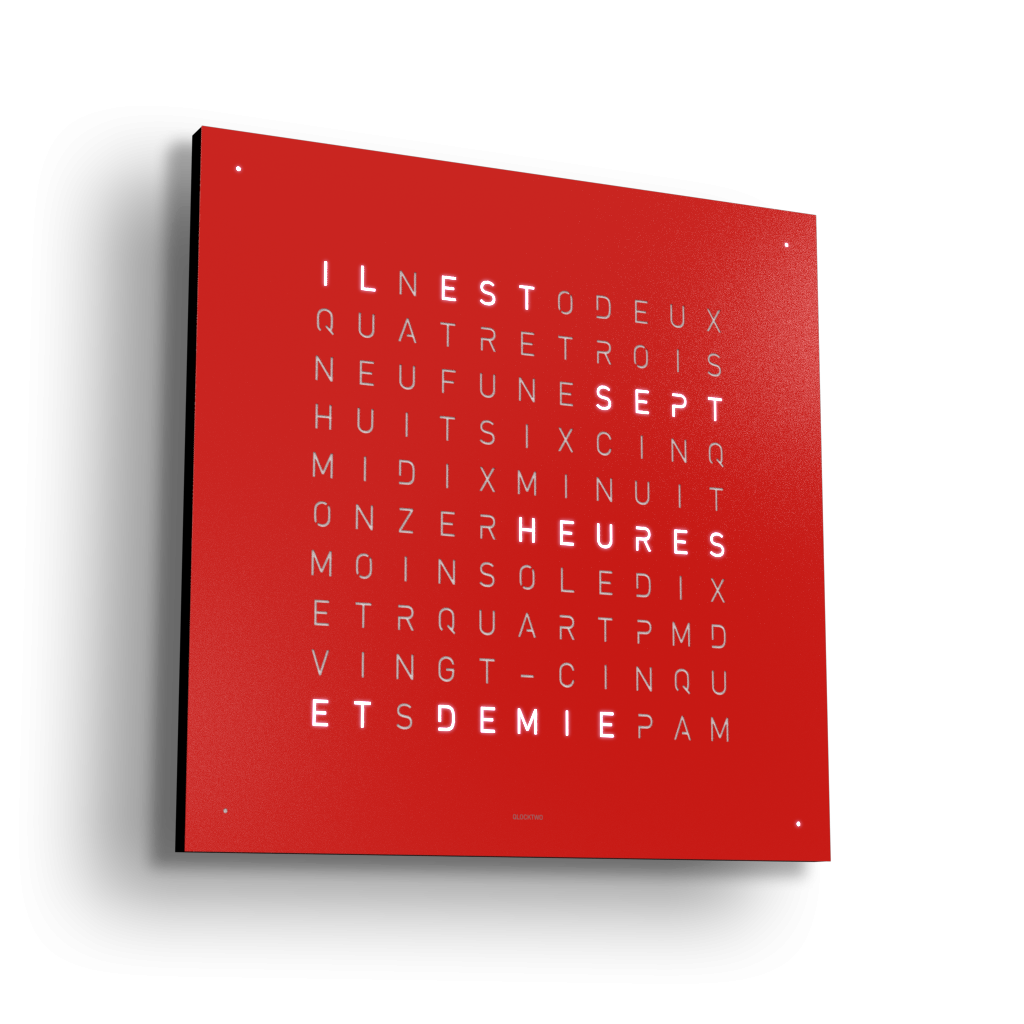Horloge Earth 45 boitier blanc - Façade acier laqué, Qlocktwo, visuel 9