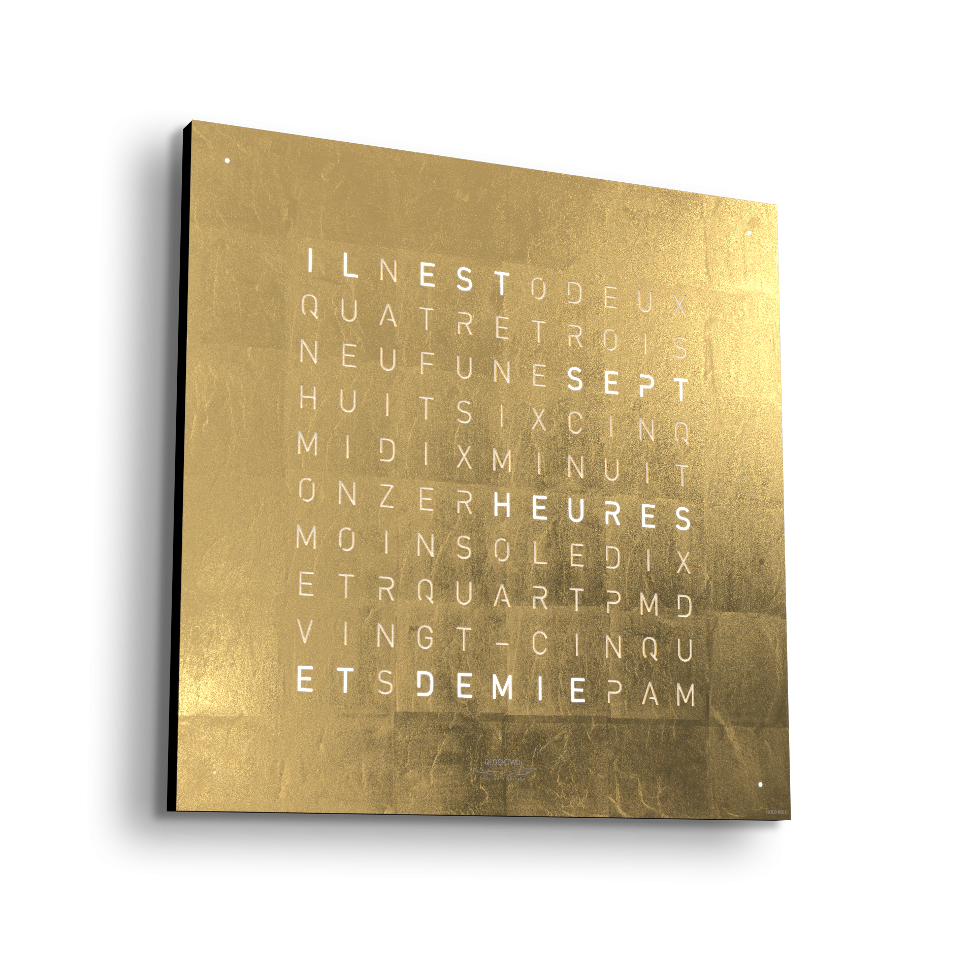 Horloge Earth 45 boitier noir - façade Creator's Edition Gold, Qlocktwo