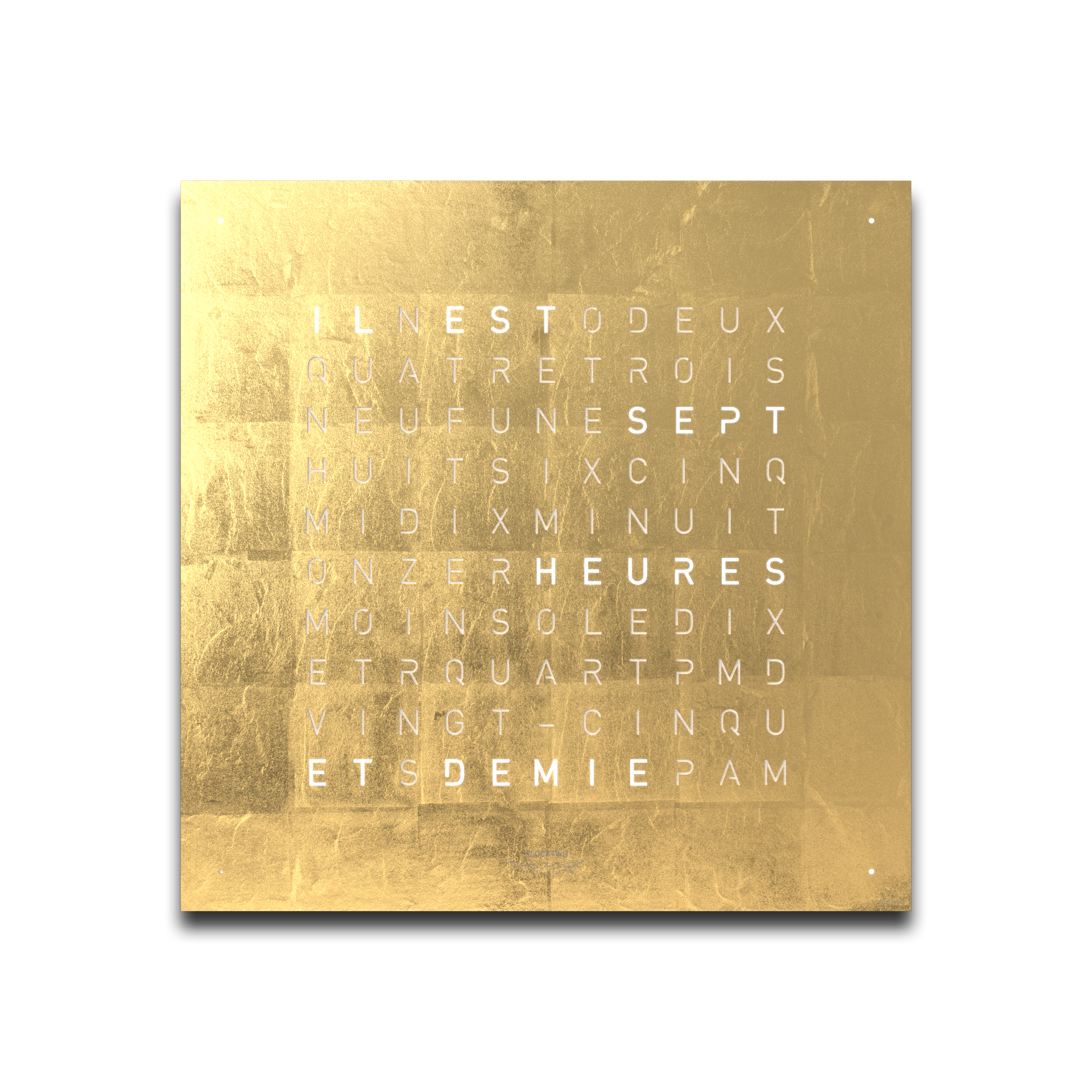 Horloge Earth 45 boitier noir - façade Creator's Edition Gold, Qlocktwo, visuel 2