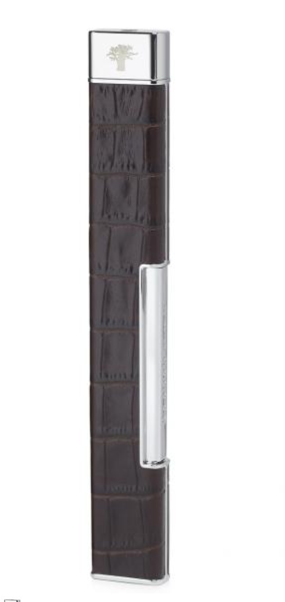 Briquet Baobab Collection en cuir croco chocolat