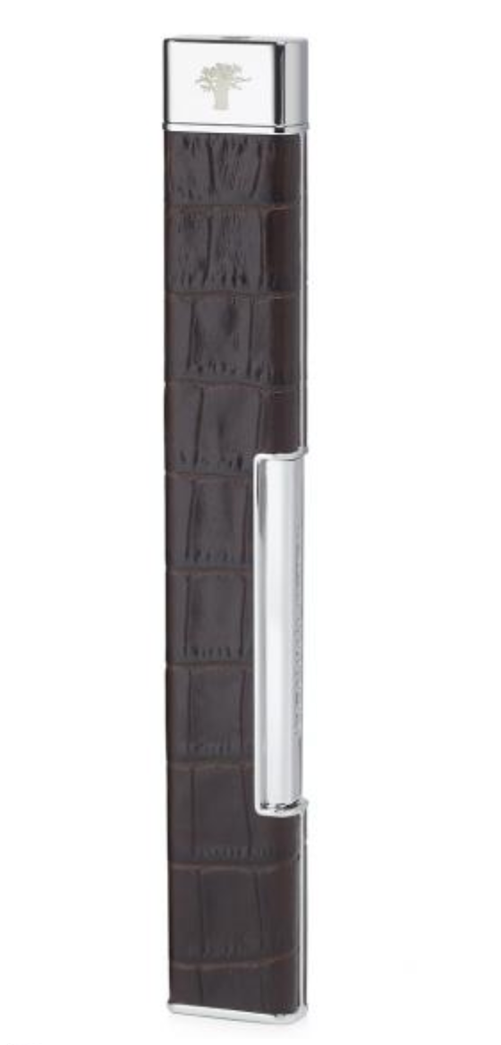 Briquet Baobab Collection en cuir croco noir