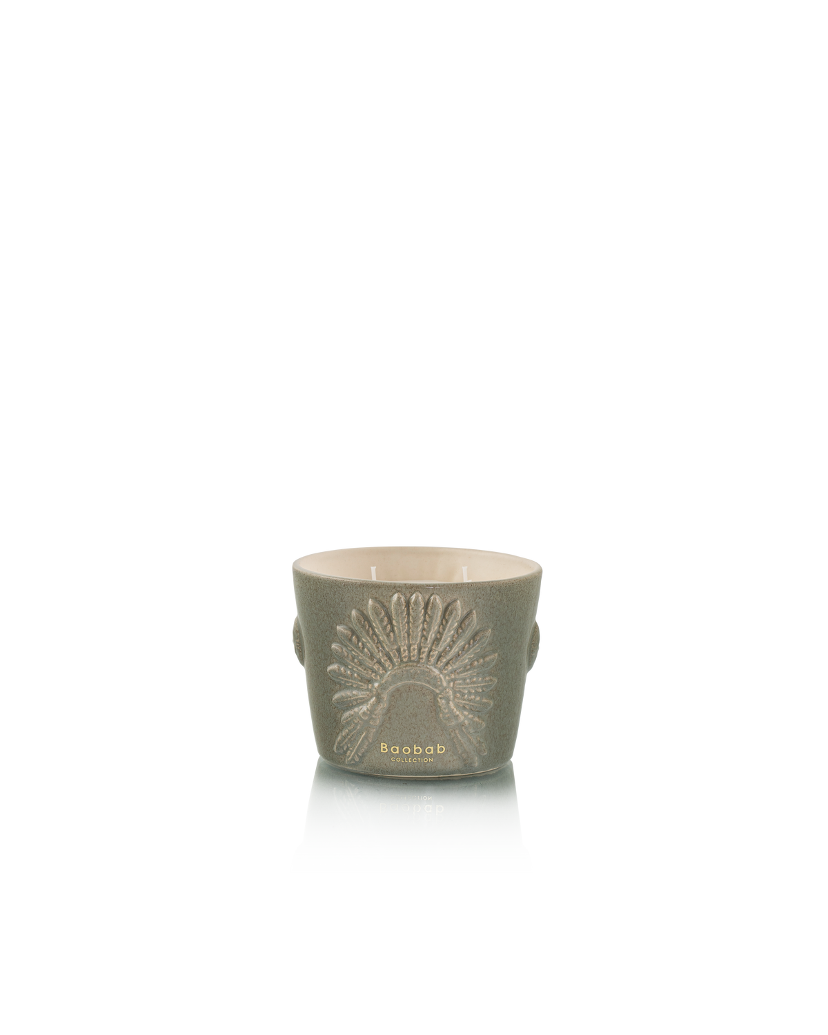 Bougie Baobab Crazy Horse, collection Eagle's Pride, taille Classique Max 10 (10 cm) : céramique sculptée gris minéral