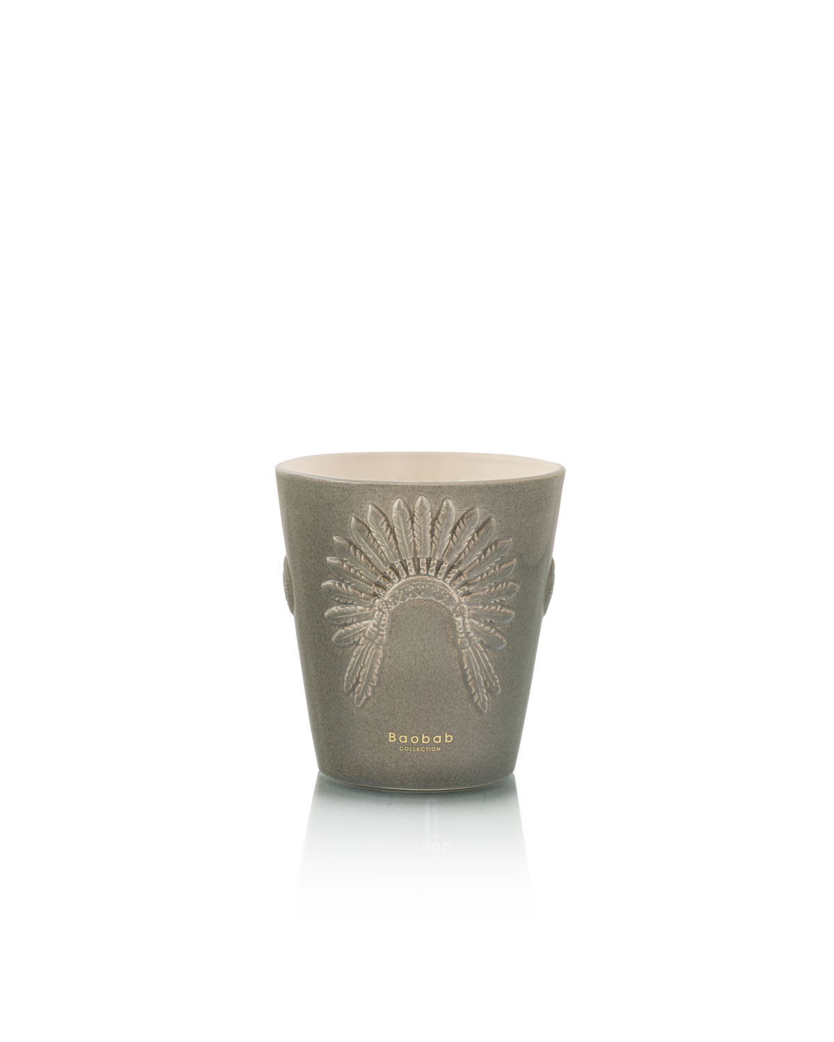 Bougie Baobab Crazy Horse, collection Eagle's Pride, taille Signature Max 16 (16 cm) : céramique sculptée gris minéral