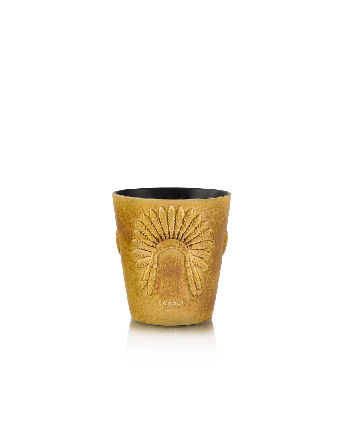 Bougie Baobab Geronimo, collection Eagle's Pride, taille Signature Max 16 (16 cm) : céramique sculptée ocre brun