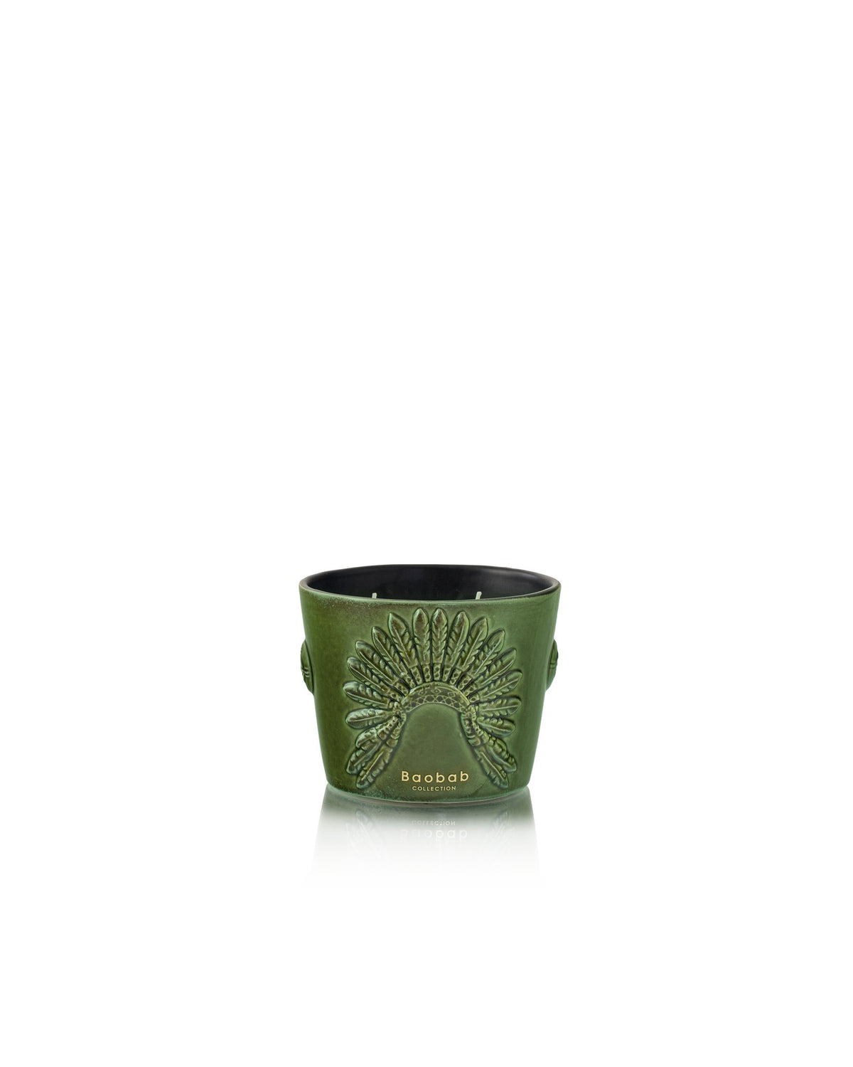 Bougie Baobab Sitting Bull, collection Eagle's Pride, taille Classique Max 10 (10 cm) : céramique sculptée vert olive